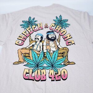Cheech & Chong Club 420 Gildan T-Shirt Men’s Tan Short Sleeve Crew Neck - Med M